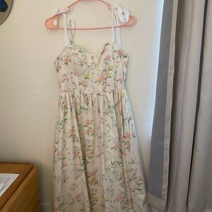 Long Floral White Dress